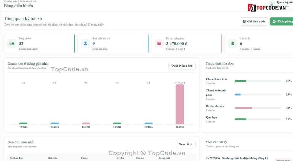 Website quản lý,quản lý ký túc xá,quản lý ký túc
